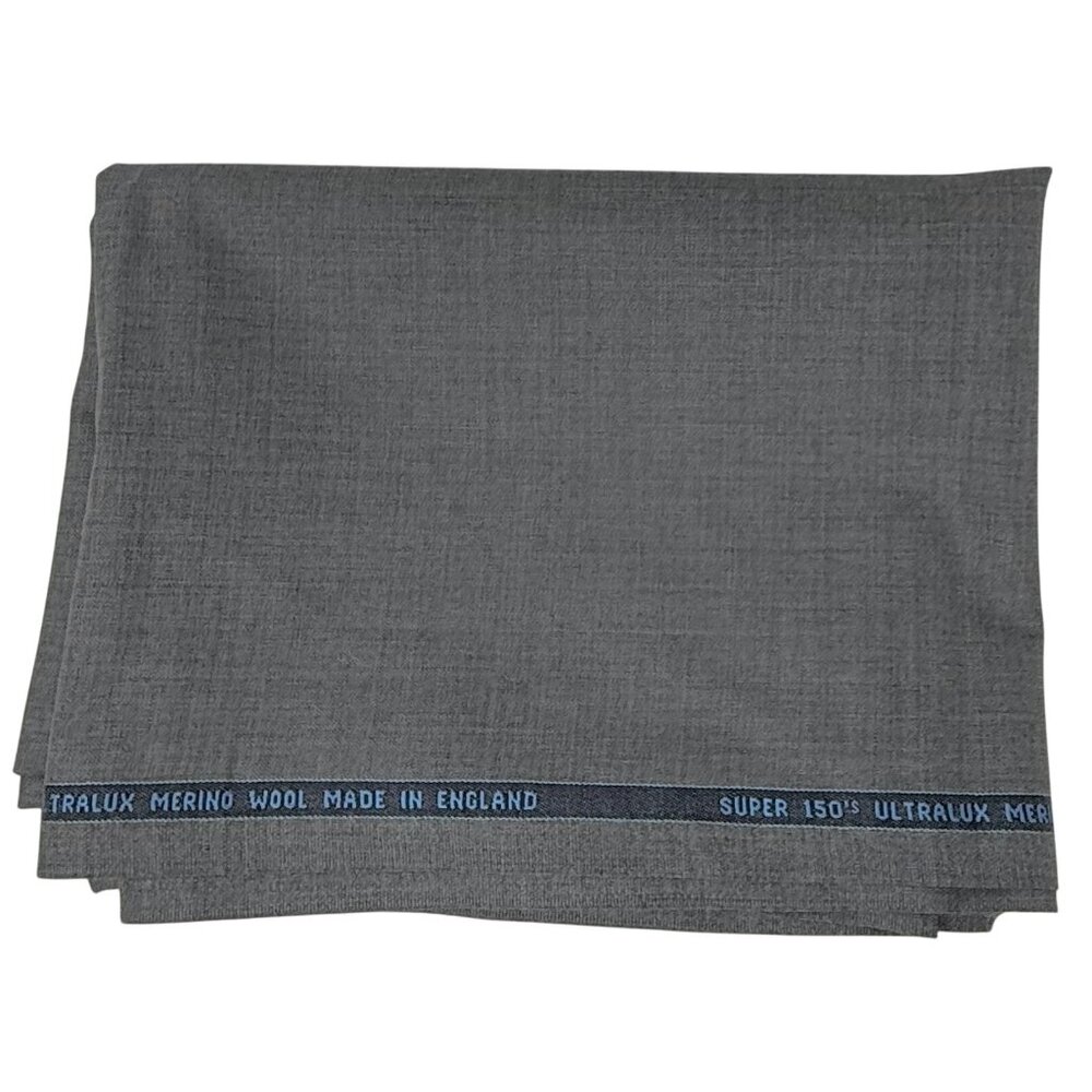Super 150s Ultralux Merino Gray Tonal Suiting Fabric Piece England Yard 38" x 63